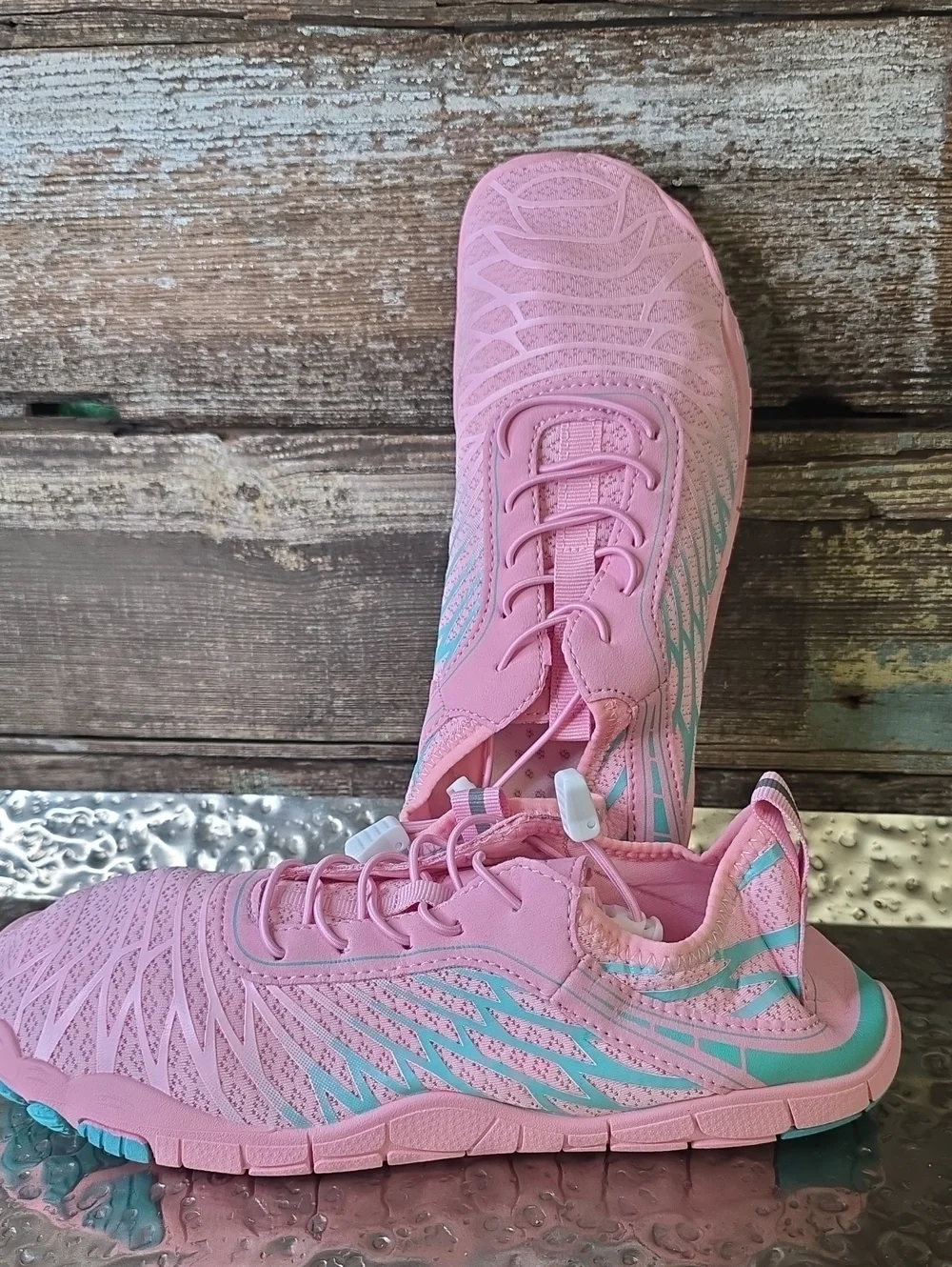 Women's Lightweight Pink & Aqua Athletic Sneakers Quick Dry, Size 40, NEW